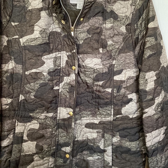 ISAAC MIZRAHI LIVE Green Camo Print Quilted Long Sleeve Zipper Front Jacket XS - Picture 4 of 13